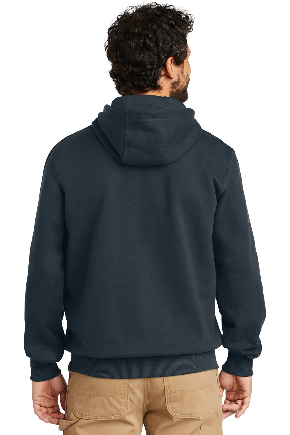 Carhartt Mens Paxton Rain Defender Water Resistant Hooded Sweatshirt Hoodie w/ Pouch Pocket - Navy Blue