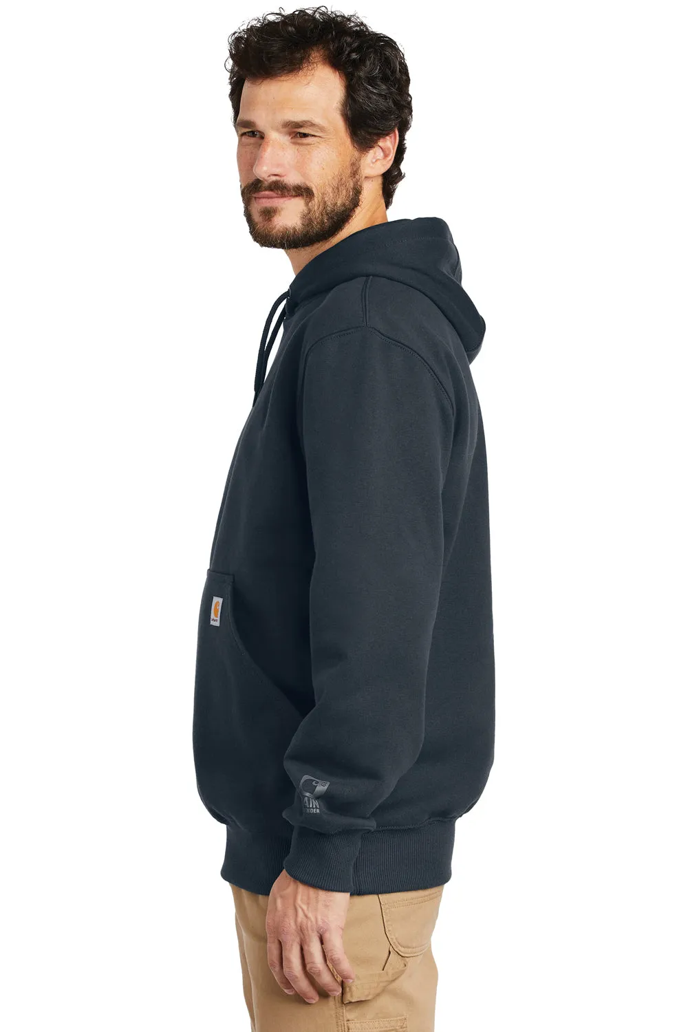 Carhartt Mens Paxton Rain Defender Water Resistant Hooded Sweatshirt Hoodie w/ Pouch Pocket - Navy Blue