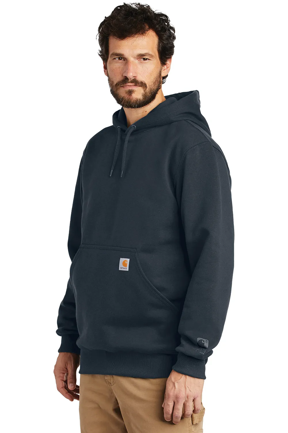 Carhartt Mens Paxton Rain Defender Water Resistant Hooded Sweatshirt Hoodie w/ Pouch Pocket - Navy Blue