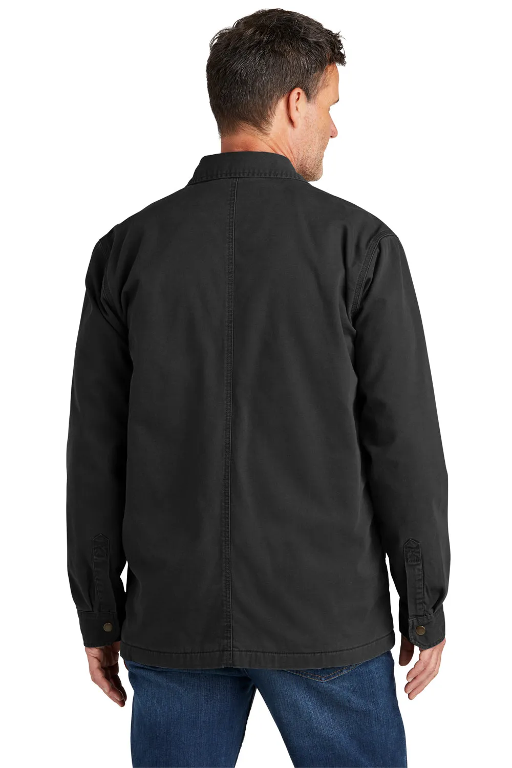 Carhartt Mens Rugged Flex Fleece Lined Button Down Shirt Jacket - Black