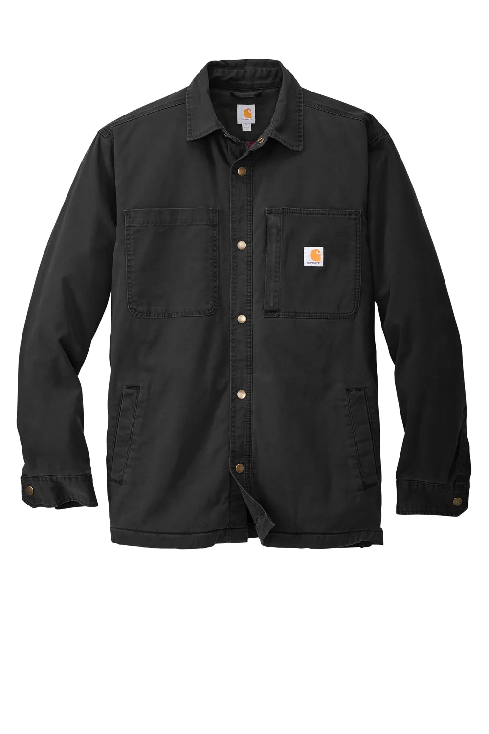 Carhartt Mens Rugged Flex Fleece Lined Button Down Shirt Jacket - Black