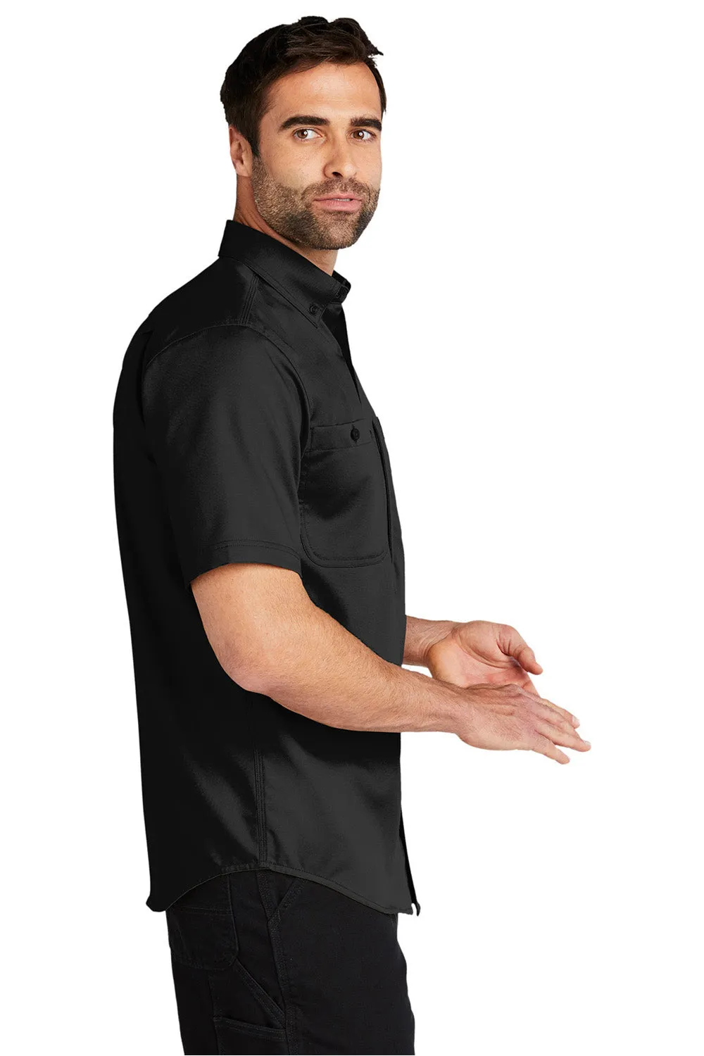 Carhartt Mens Rugged Professional Series Wrinkle Resistant Short Sleeve Button Down Shirt w/ Pocket - Black
