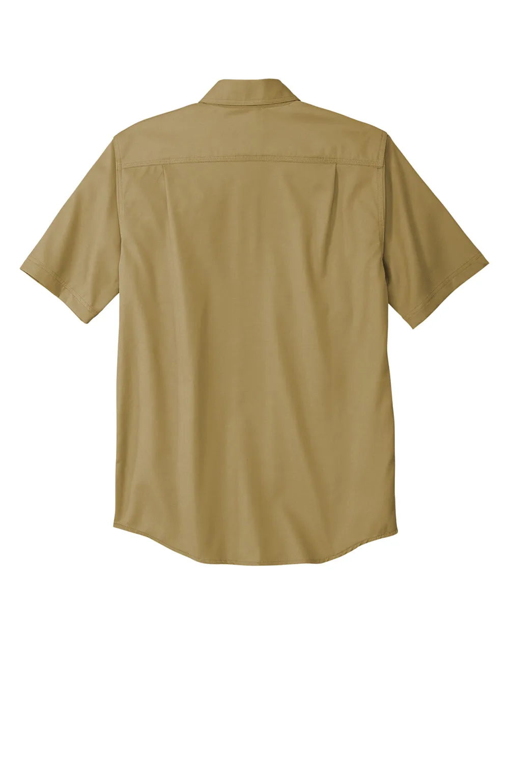 Carhartt Mens Rugged Professional Series Wrinkle Resistant Short Sleeve Button Down Shirt w/ Pocket - Dark Khaki Brown