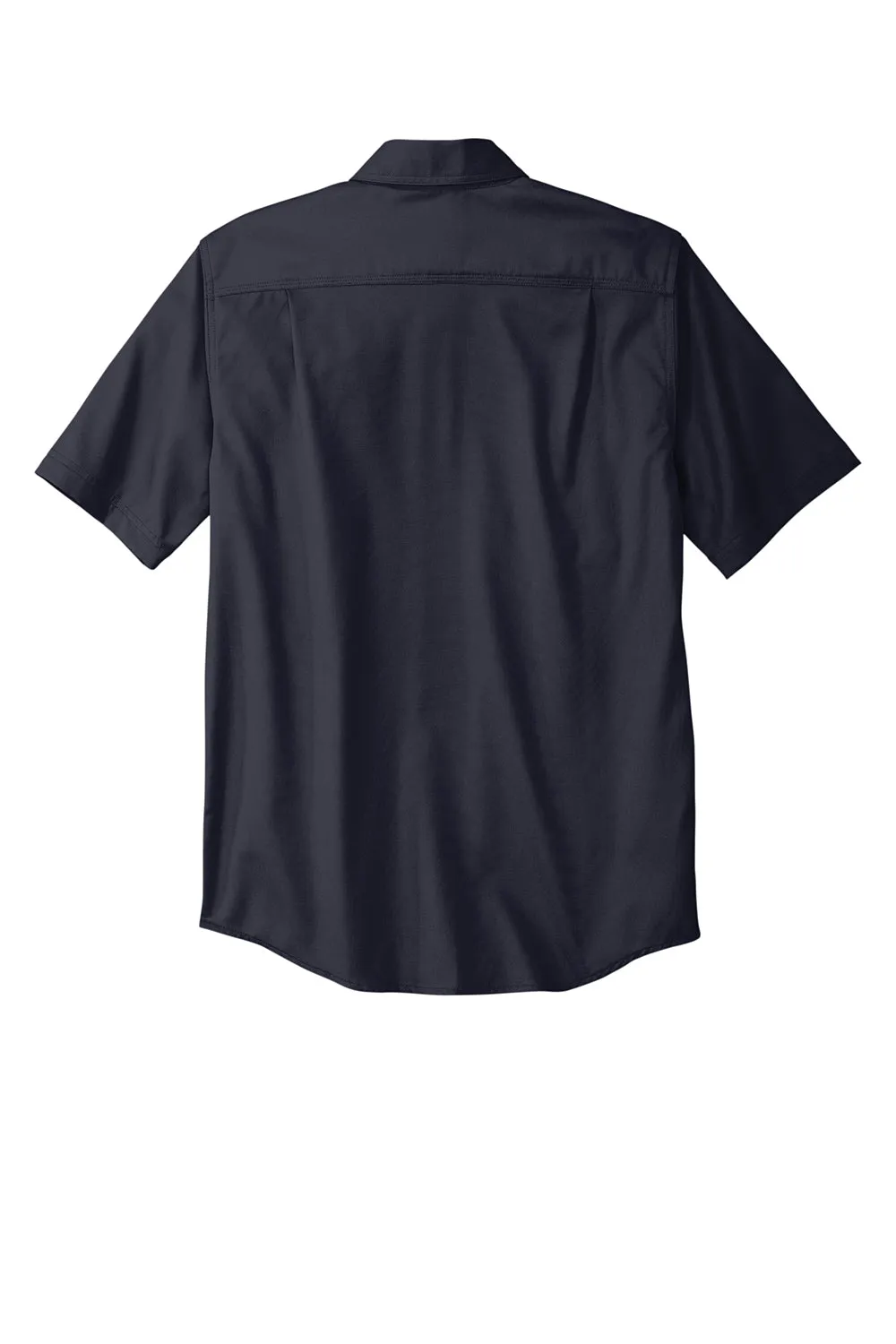 Carhartt Mens Rugged Professional Series Wrinkle Resistant Short Sleeve Button Down Shirt w/ Pocket - Navy Blue