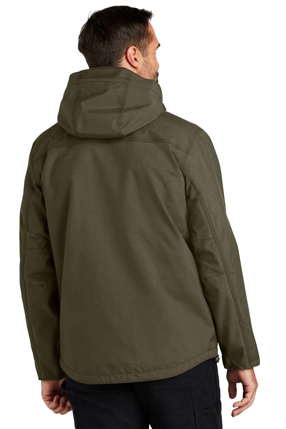 Carhartt Mens Storm Defender Shoreline Waterproof Full Zip Hooded Jacket - Moss Green