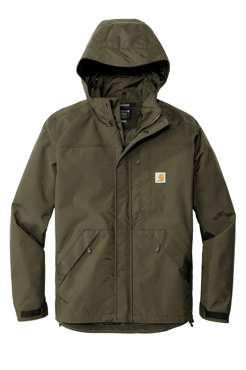 Carhartt Mens Storm Defender Shoreline Waterproof Full Zip Hooded Jacket - Moss Green