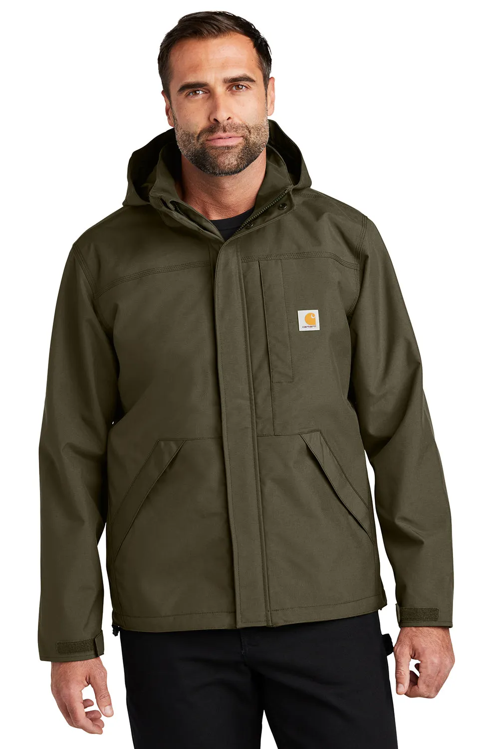 Carhartt Mens Storm Defender Shoreline Waterproof Full Zip Hooded Jacket - Moss Green