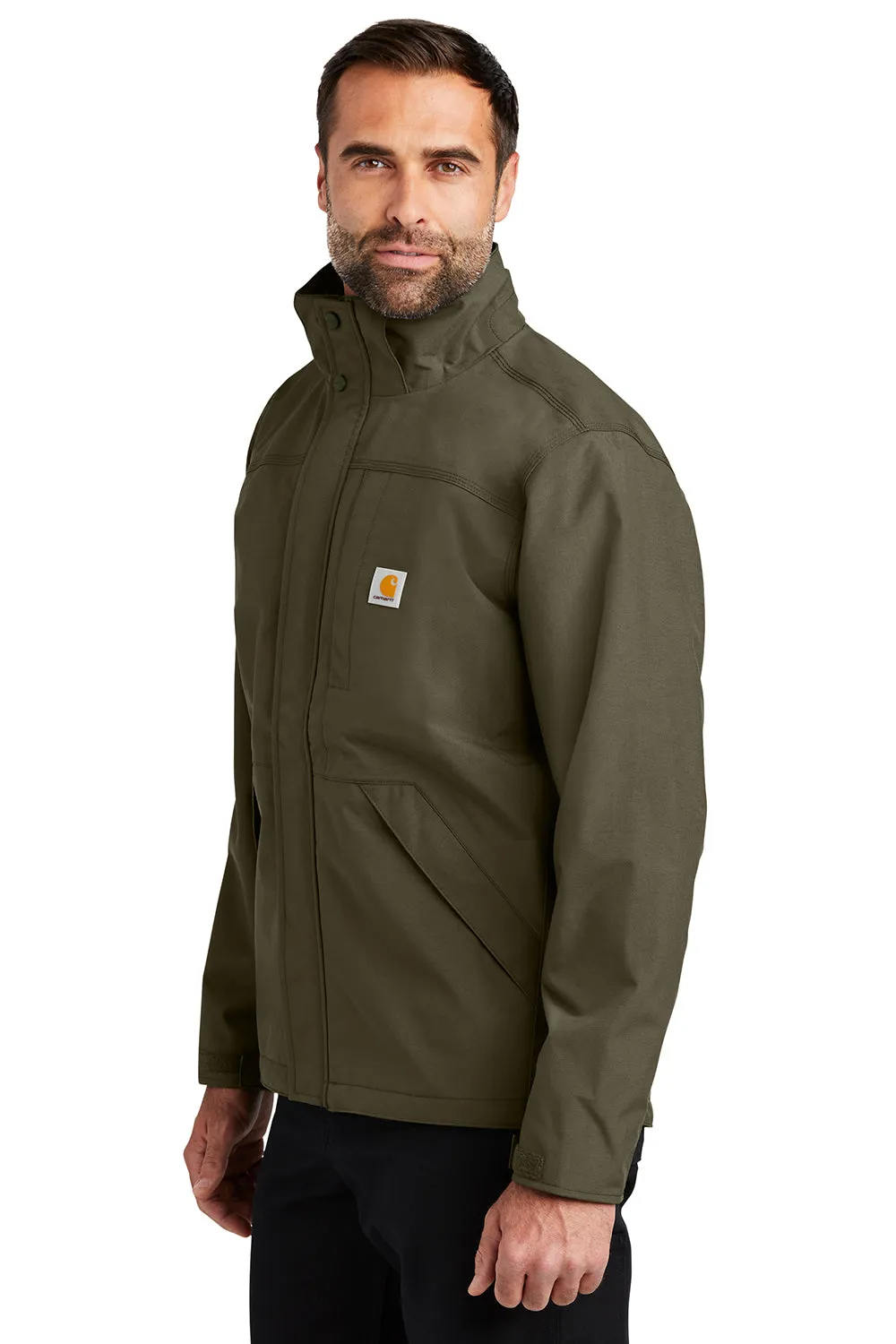Carhartt Mens Storm Defender Shoreline Waterproof Full Zip Hooded Jacket - Moss Green