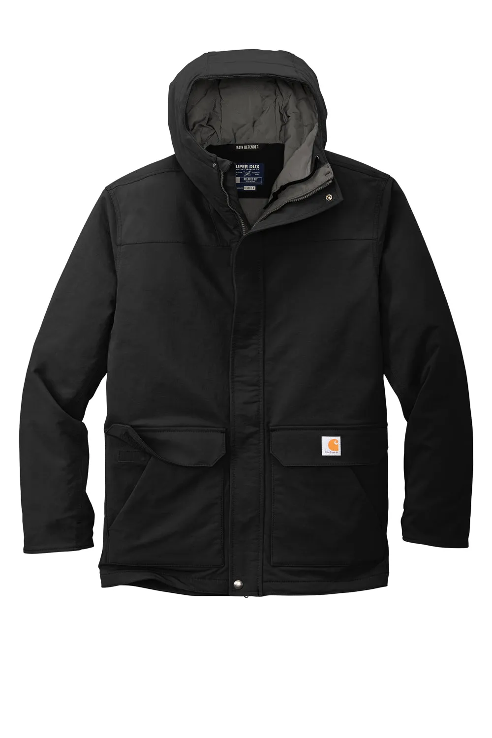 Carhartt Mens Super Dux Wind & Water Resistant Full Zip Hooded Jacket - Black