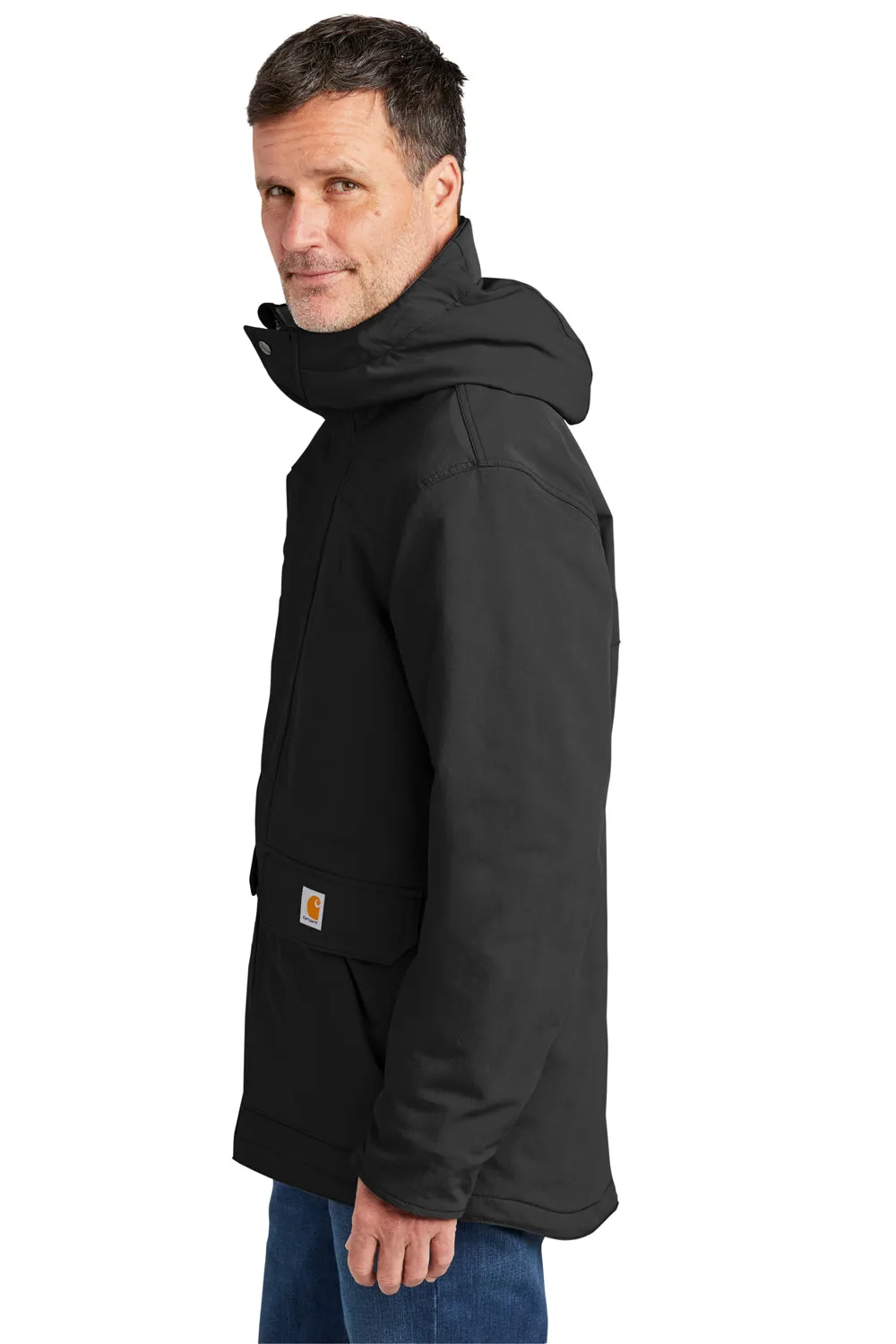 Carhartt Mens Super Dux Wind & Water Resistant Full Zip Hooded Jacket - Black