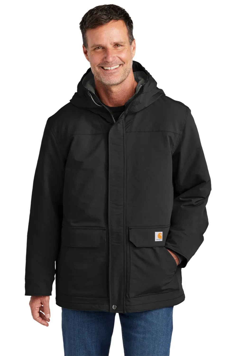 Carhartt Mens Super Dux Wind & Water Resistant Full Zip Hooded Jacket - Black