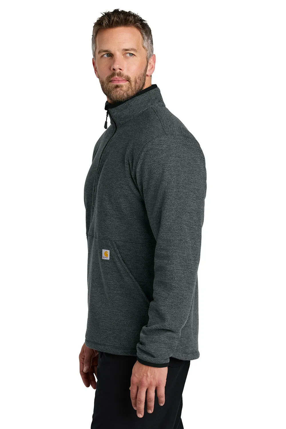 Carhartt Mens Textured Fleece 1/4 Zip Jacket - Heather Carbon Grey