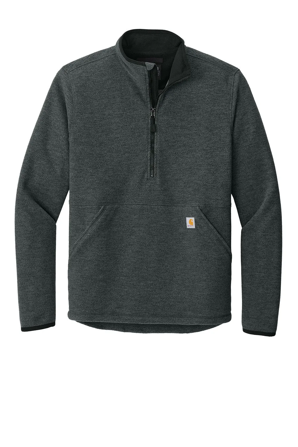 Carhartt Mens Textured Fleece 1/4 Zip Jacket - Heather Carbon Grey