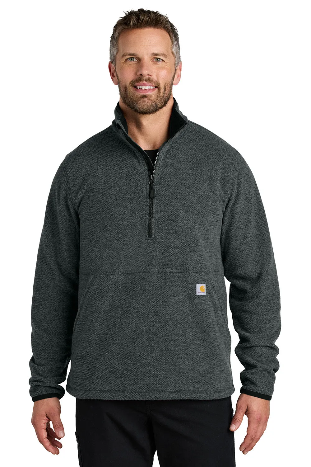 Carhartt Mens Textured Fleece 1/4 Zip Jacket - Heather Carbon Grey