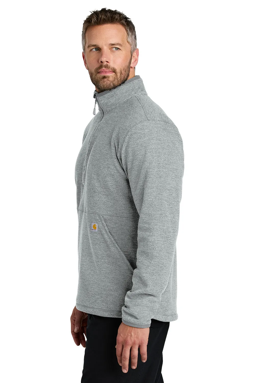 Carhartt Mens Textured Fleece 1/4 Zip Jacket - Heather Grey