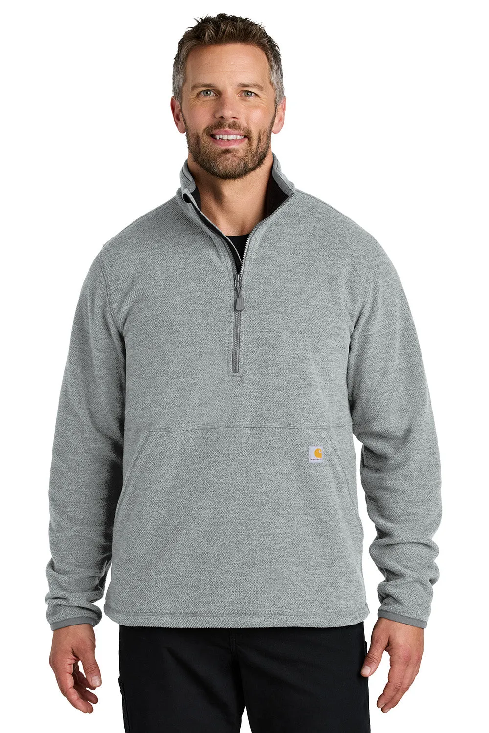 Carhartt Mens Textured Fleece 1/4 Zip Jacket - Heather Grey