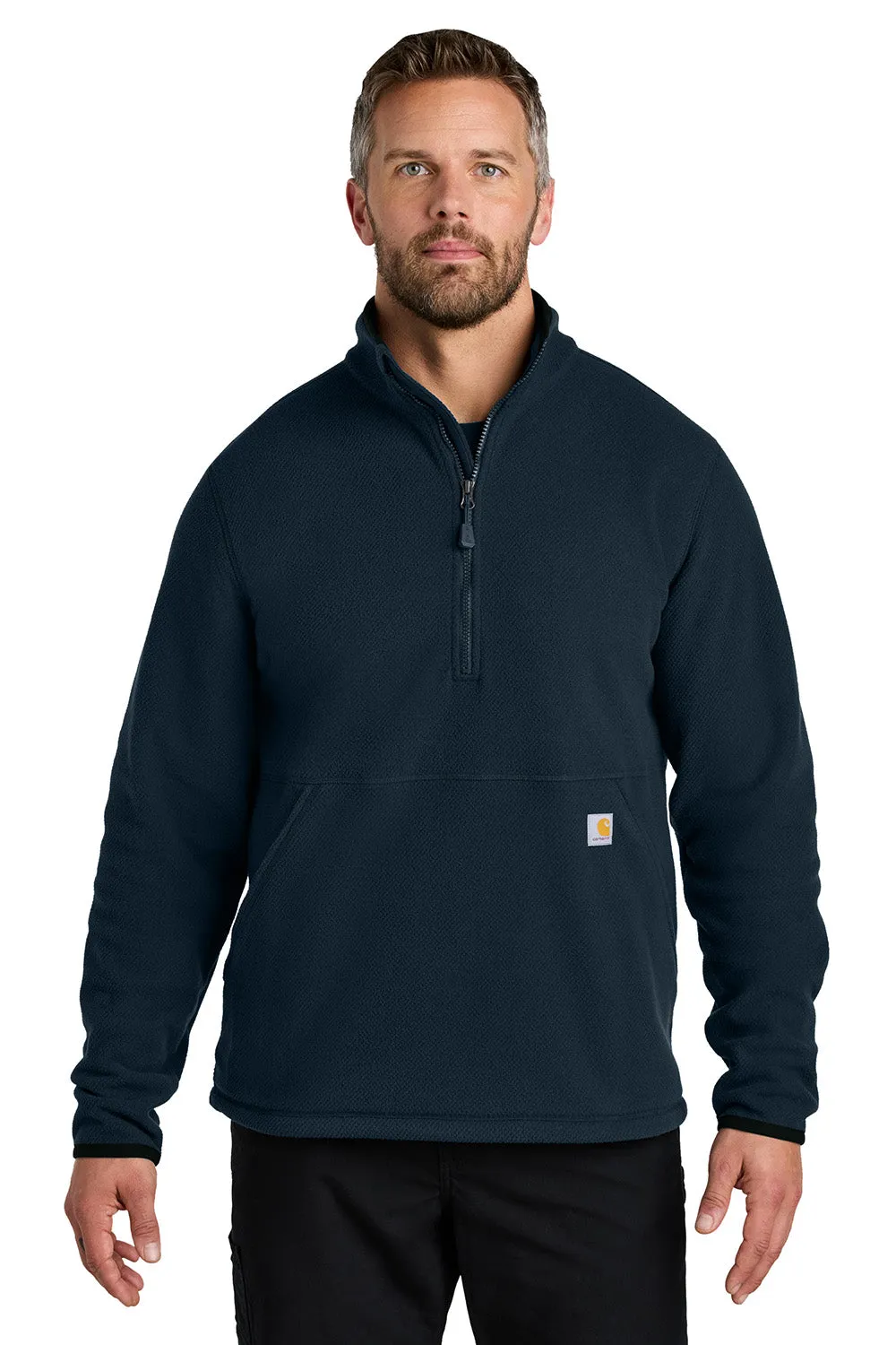 Carhartt Mens Textured Fleece 1/4 Zip Jacket - Navy Blue