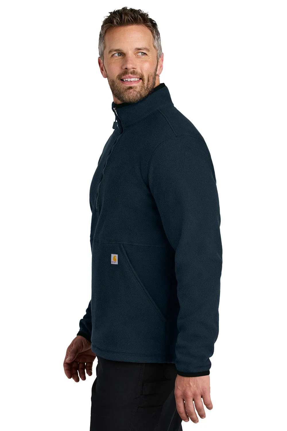 Carhartt Mens Textured Fleece 1/4 Zip Jacket - Navy Blue