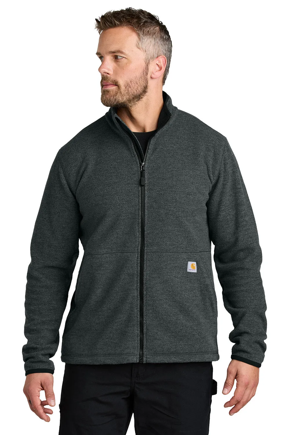 Carhartt Mens Textured Fleece Full Zip Jacket - Heather Carbon Grey