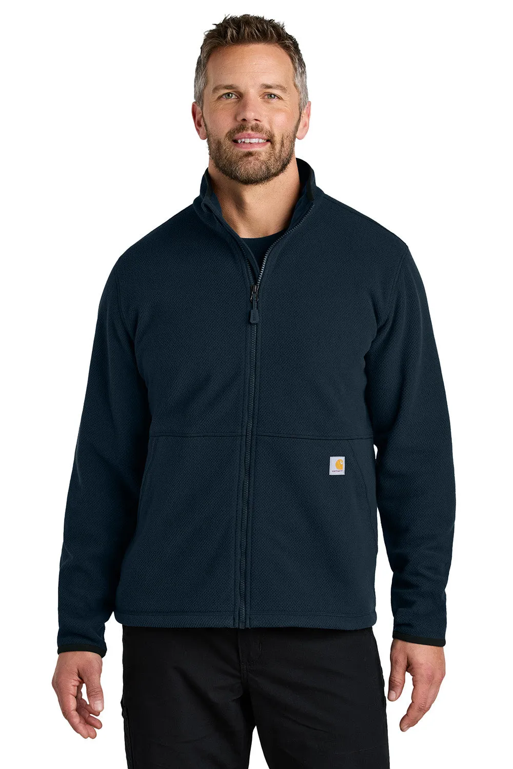 Carhartt Mens Textured Fleece Full Zip Jacket - Navy Blue