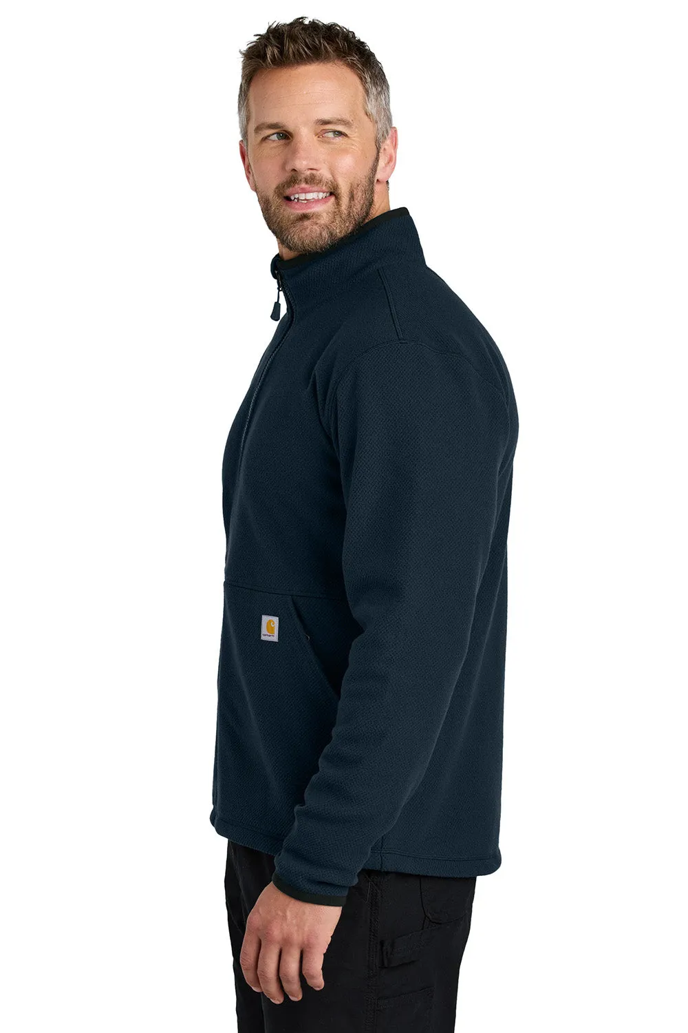 Carhartt Mens Textured Fleece Full Zip Jacket - Navy Blue