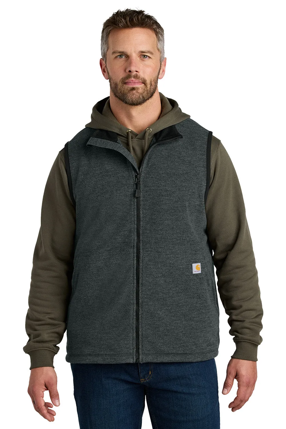 Carhartt Mens Textured Fleece Full Zip Vest - Heather Carbon Grey
