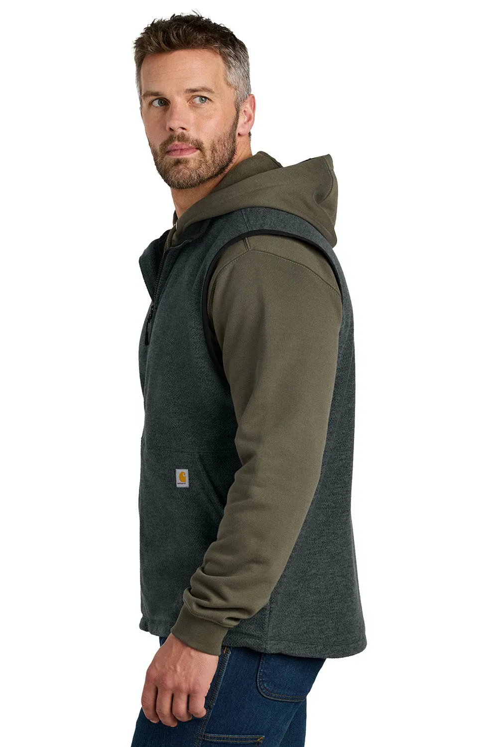 Carhartt Mens Textured Fleece Full Zip Vest - Heather Carbon Grey