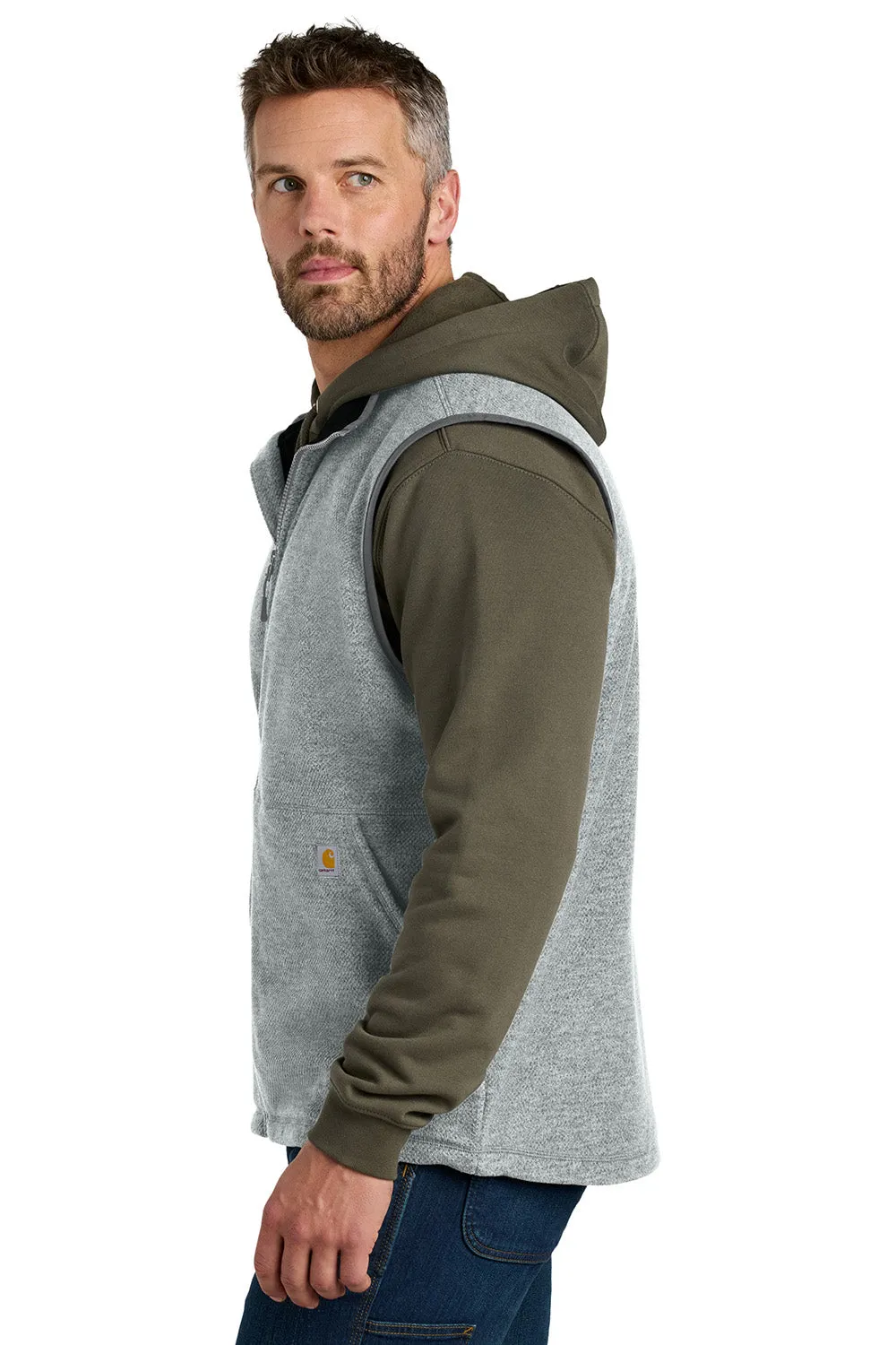 Carhartt Mens Textured Fleece Full Zip Vest - Heather Grey