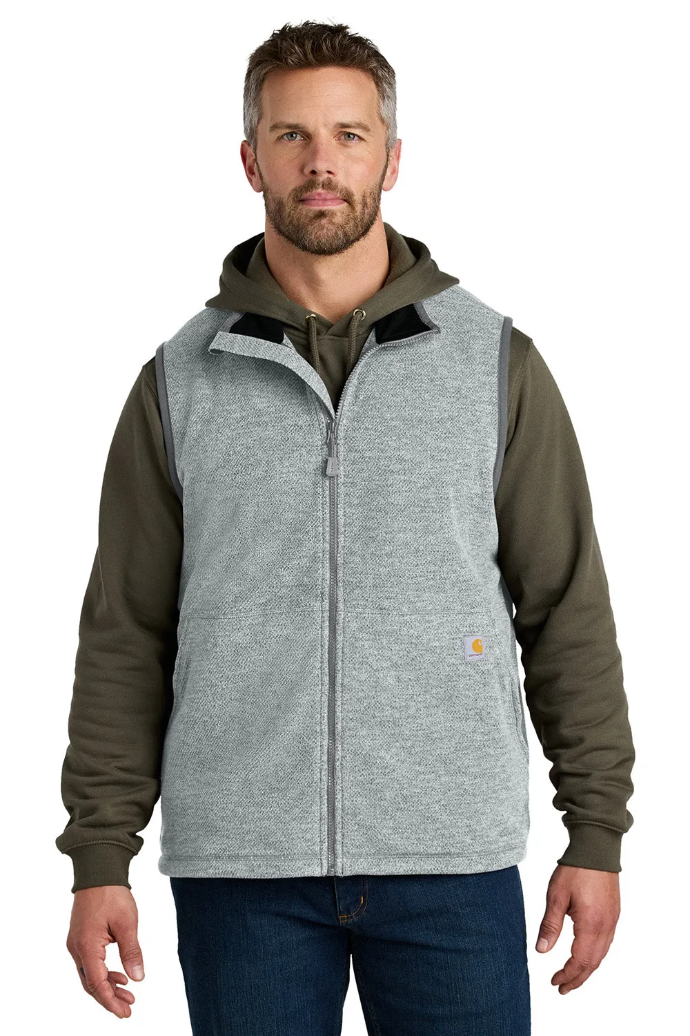 Carhartt Mens Textured Fleece Full Zip Vest - Heather Grey