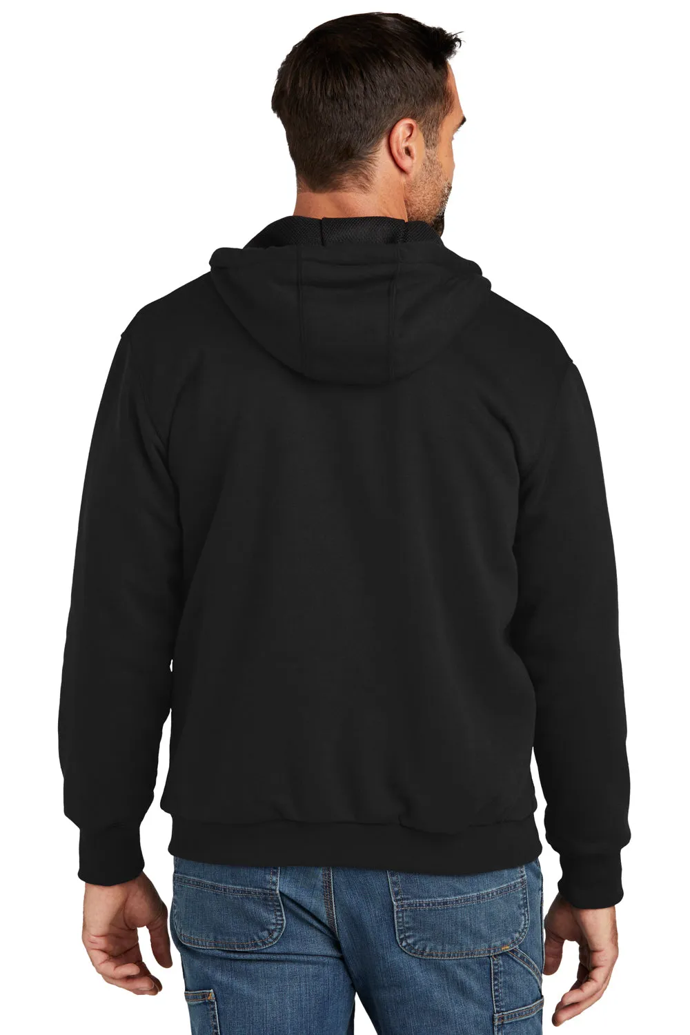 Carhartt Mens Water Resistant Thermal Lined Full Zip Hooded Sweatshirt Hoodie w/ Pockets - Black
