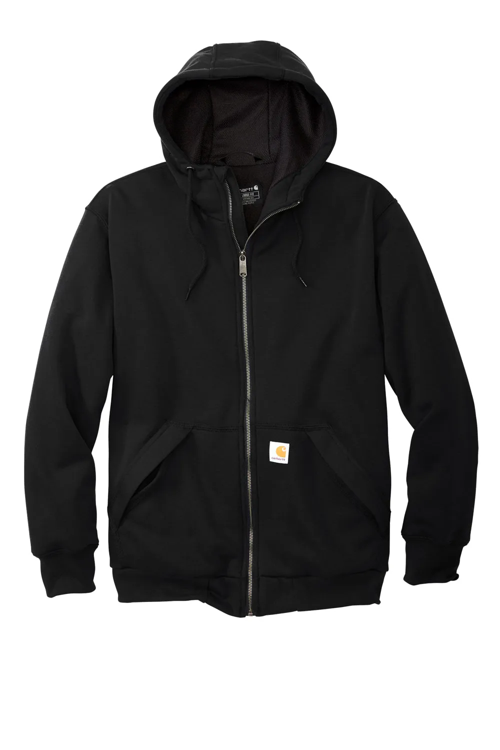 Carhartt Mens Water Resistant Thermal Lined Full Zip Hooded Sweatshirt Hoodie w/ Pockets - Black