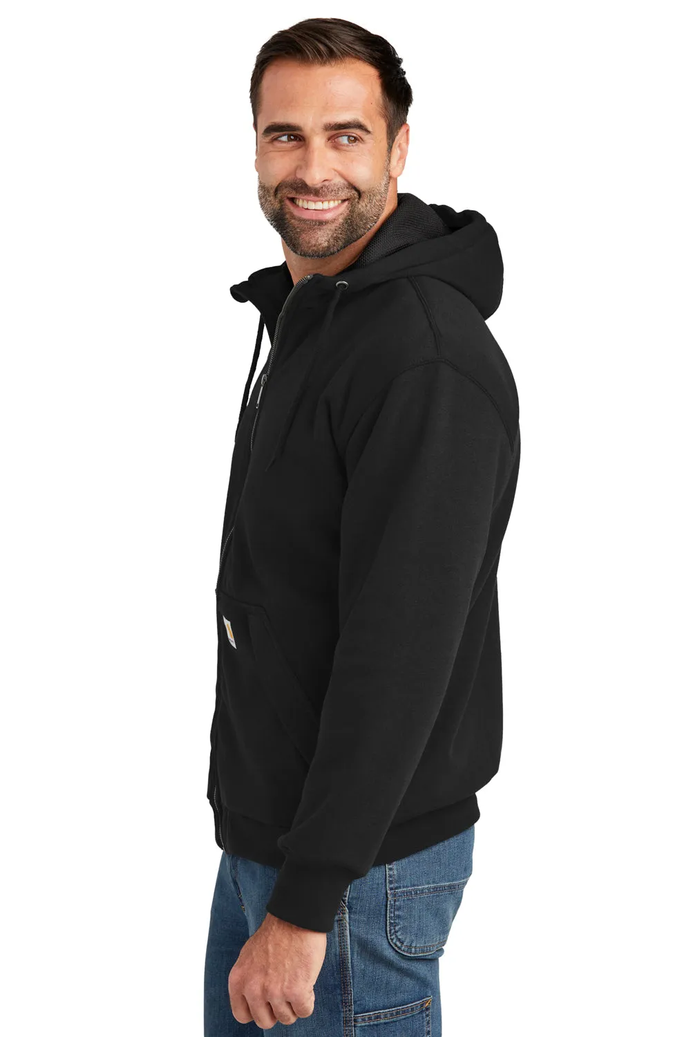Carhartt Mens Water Resistant Thermal Lined Full Zip Hooded Sweatshirt Hoodie w/ Pockets - Black