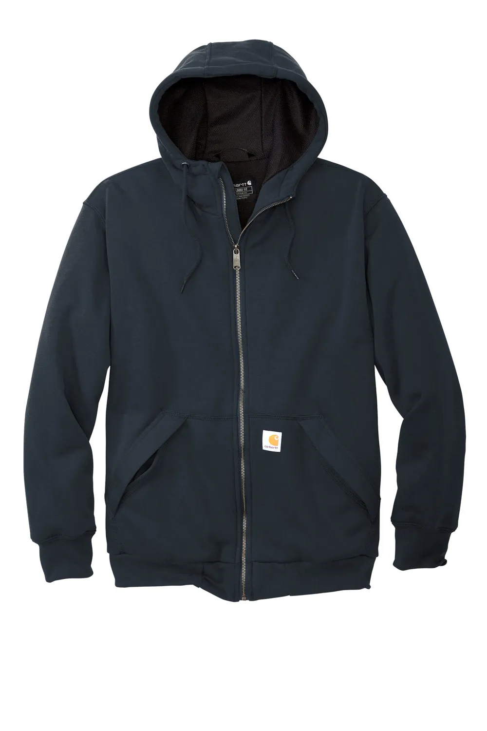 Carhartt Mens Water Resistant Thermal Lined Full Zip Hooded Sweatshirt Hoodie w/ Pockets - New Navy Blue