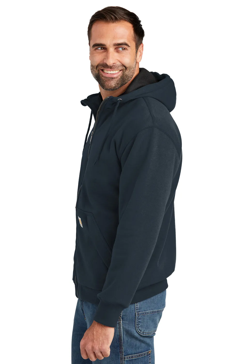 Carhartt Mens Water Resistant Thermal Lined Full Zip Hooded Sweatshirt Hoodie w/ Pockets - New Navy Blue