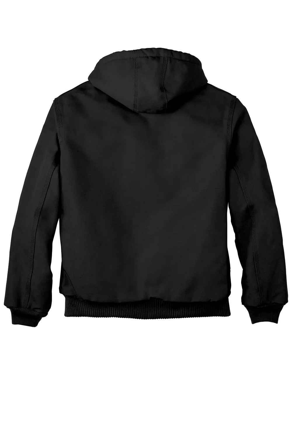 Carhartt Mens Wind & Water Resistant Duck Cloth Full Zip Hooded Work Jacket - Black