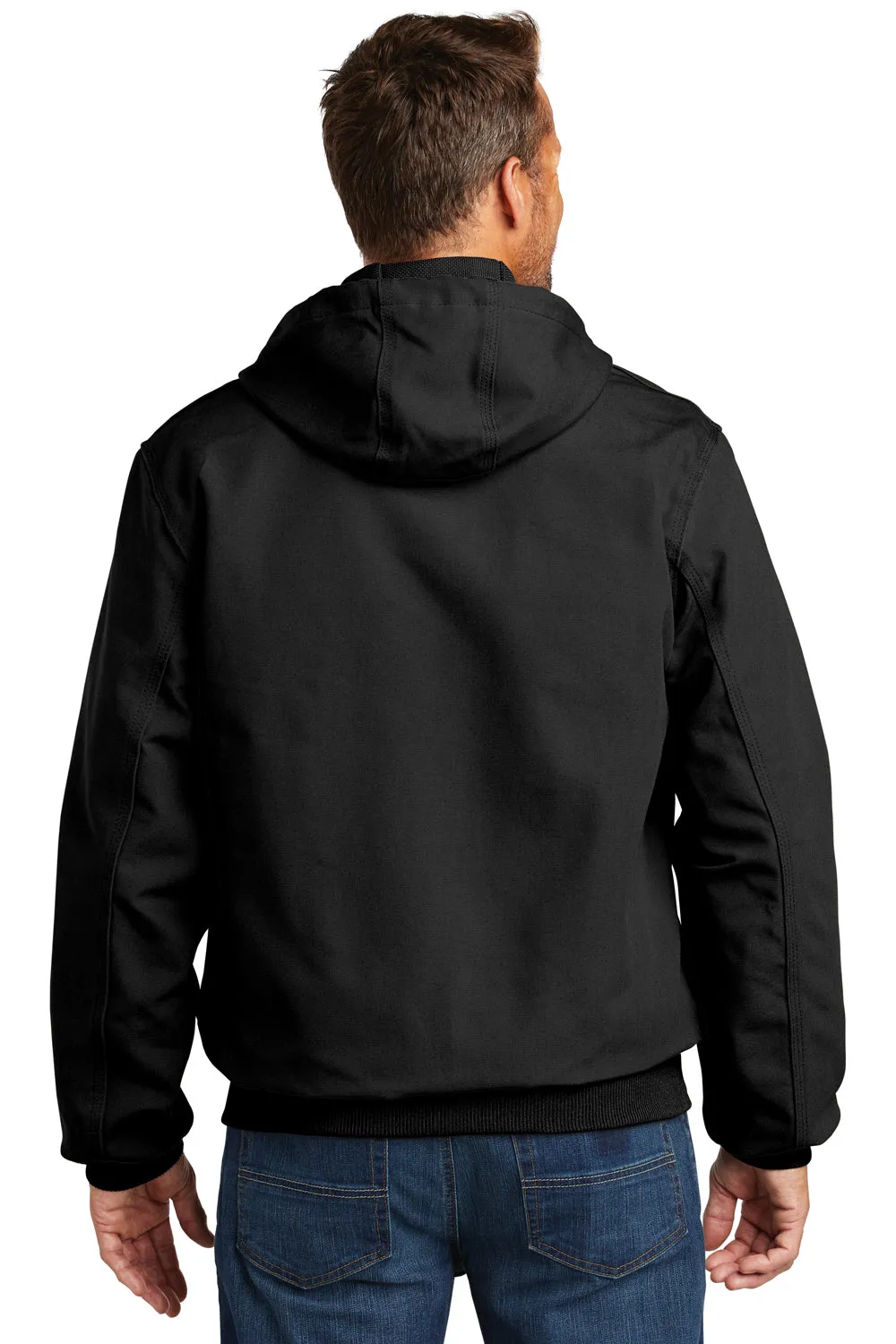 Carhartt Mens Wind & Water Resistant Duck Cloth Full Zip Hooded Work Jacket - Black