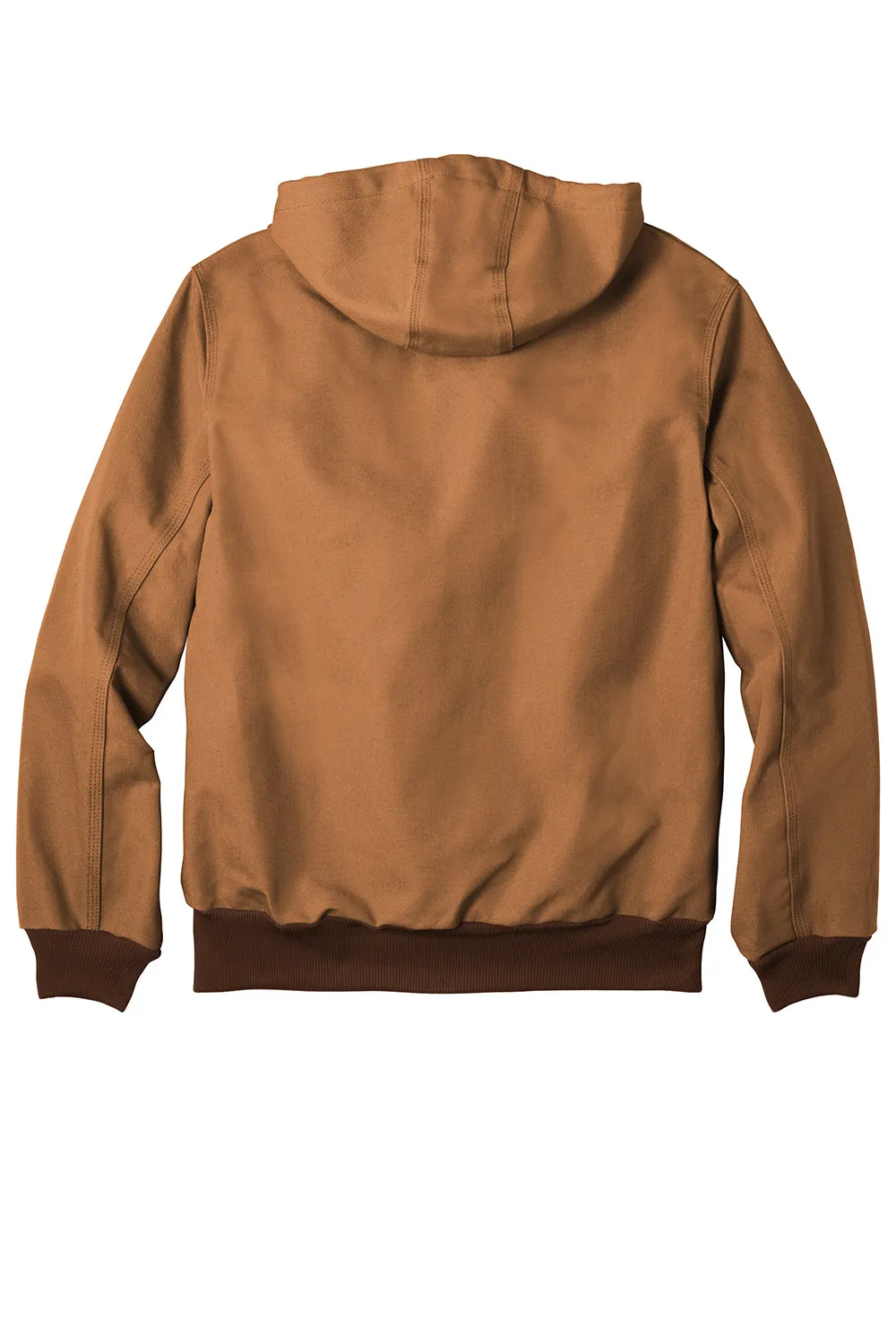 Carhartt Mens Wind & Water Resistant Duck Cloth Full Zip Hooded Work Jacket - Carhartt Brown