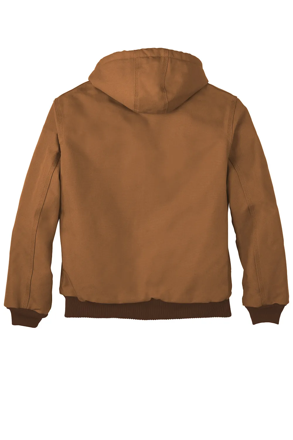 Carhartt Mens Wind & Water Resistant Duck Cloth Full Zip Hooded Work Jacket - Carhartt Brown