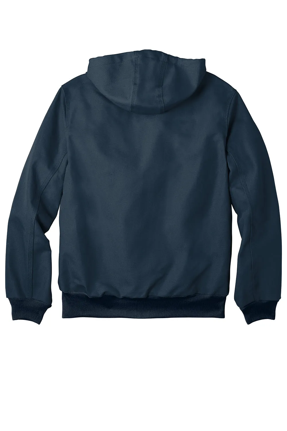 Carhartt Mens Wind & Water Resistant Duck Cloth Full Zip Hooded Work Jacket - Navy Blue