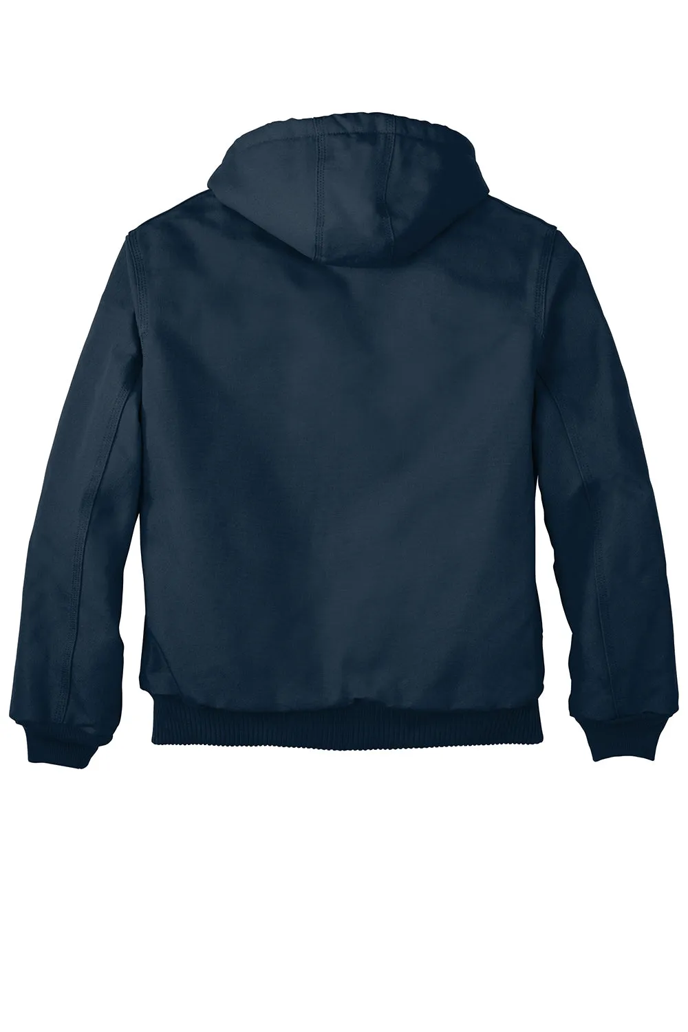 Carhartt Mens Wind & Water Resistant Duck Cloth Full Zip Hooded Work Jacket - Navy Blue