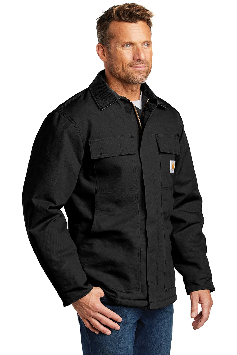 Carhartt Mens Wind & Water Resistant Duck Cloth Full Zip Jacket - Black