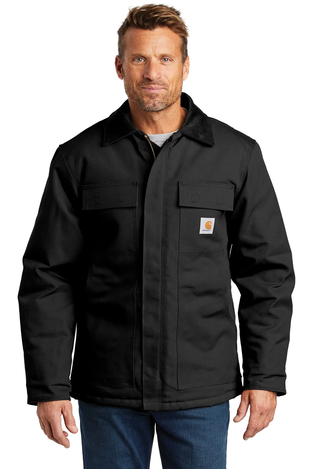 Carhartt Mens Wind & Water Resistant Duck Cloth Full Zip Jacket - Black