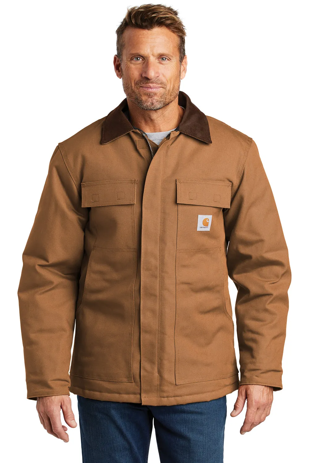 Carhartt Mens Wind & Water Resistant Duck Cloth Full Zip Jacket - Carhartt Brown