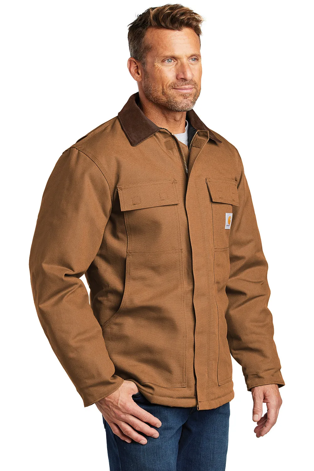 Carhartt Mens Wind & Water Resistant Duck Cloth Full Zip Jacket - Carhartt Brown
