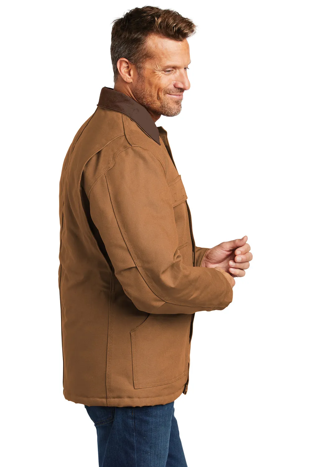 Carhartt Mens Wind & Water Resistant Duck Cloth Full Zip Jacket - Carhartt Brown