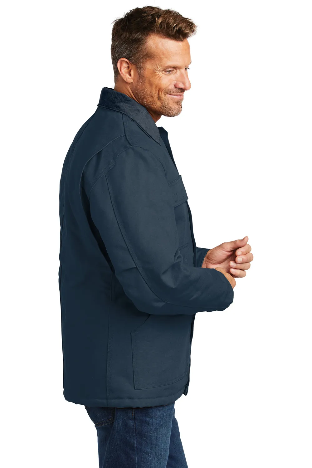 Carhartt Mens Wind & Water Resistant Duck Cloth Full Zip Jacket - Navy Blue
