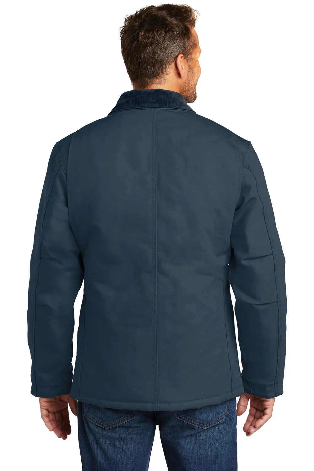Carhartt Mens Wind & Water Resistant Duck Cloth Full Zip Jacket - Navy Blue