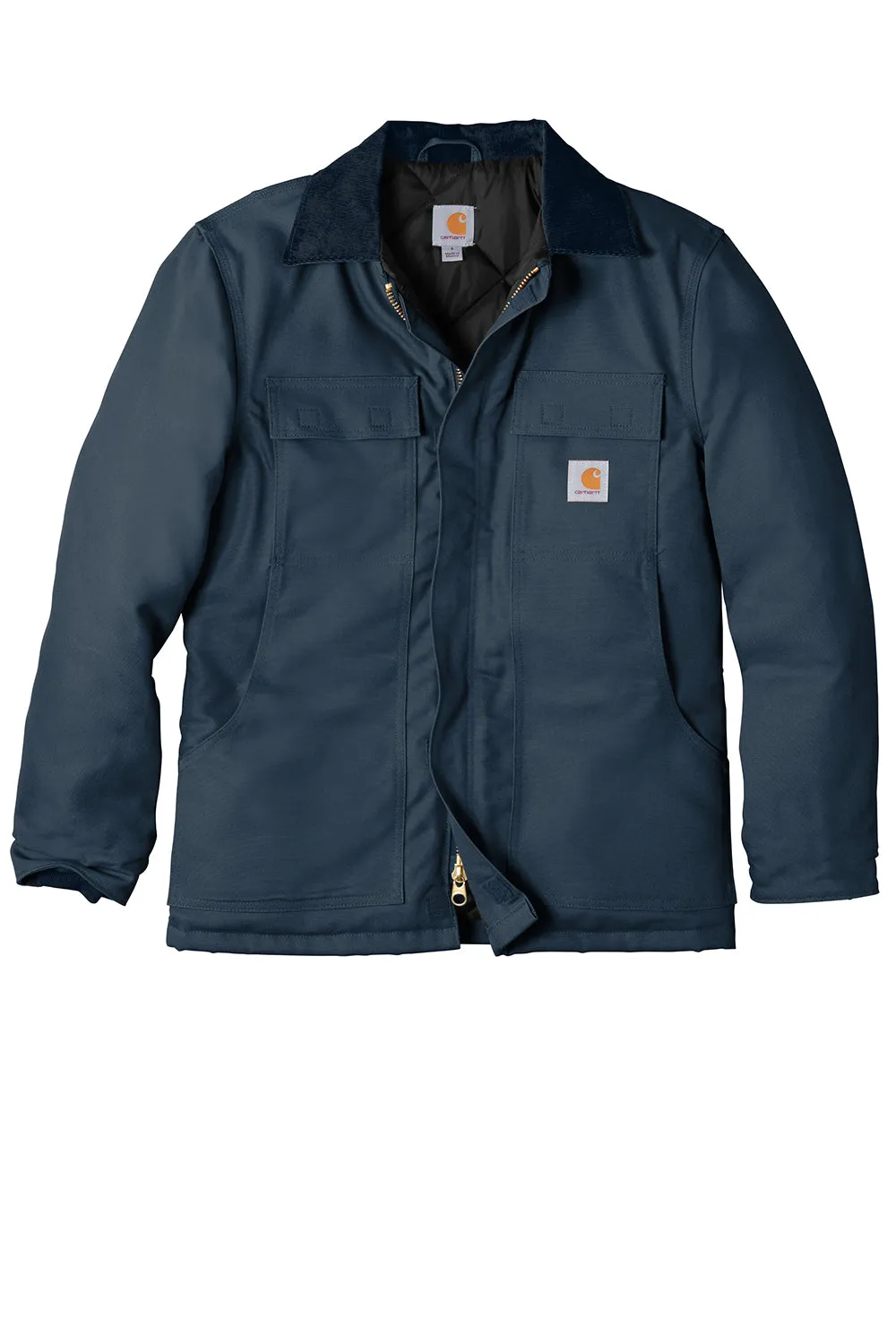 Carhartt Mens Wind & Water Resistant Duck Cloth Full Zip Jacket - Navy Blue