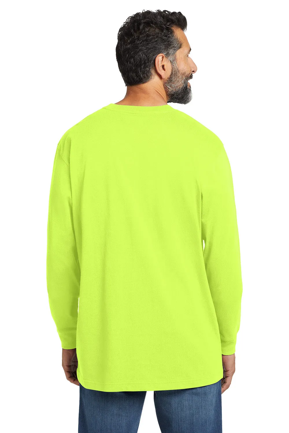 Carhartt Mens Workwear Long Sleeve Crewneck T-Shirt w/ Pocket - Bright Lime Green
