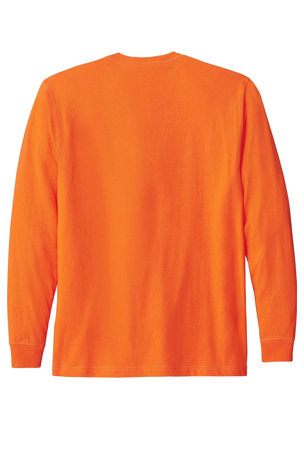Carhartt Mens Workwear Long Sleeve Crewneck T-Shirt w/ Pocket - Bright Orange